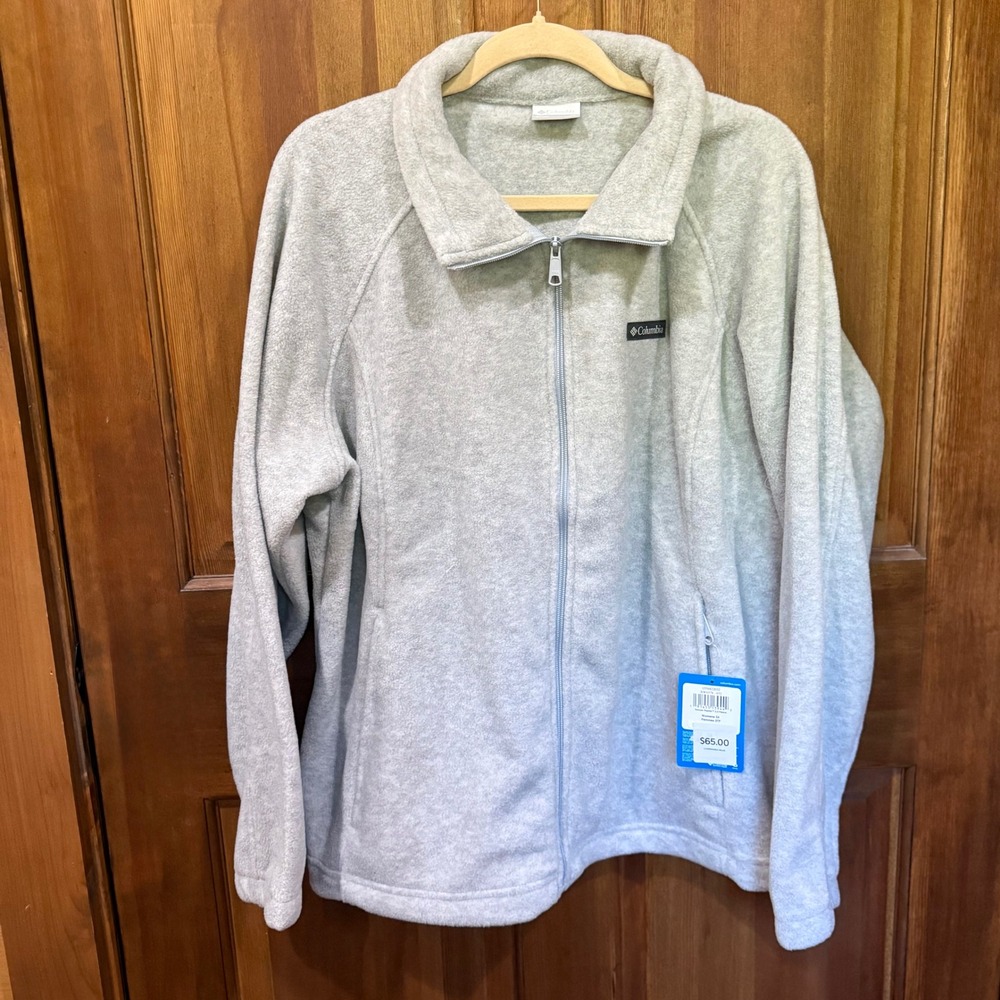 Columbia Benton Springs Full Zip Fleece Jacket Light Grey Womens 3X NEW